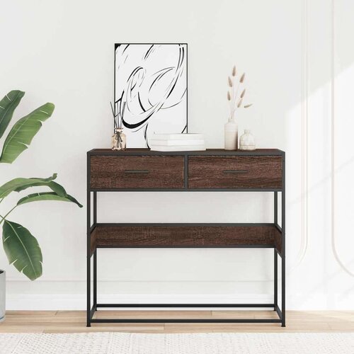 VidaXL Konzolni stol boja hrasta 90x35x80 cm konstruirano drvo Slike