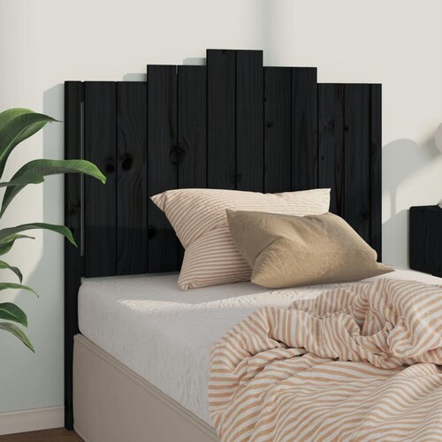 VidaXL Uzglavlje za krevet crno 106 x 4 x 110 cm od masivne borovine Slike