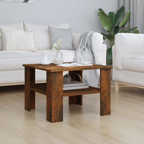 vidaXL Klubska mizica dimljeni hrast 60x60x42 cm inženirski les Cene