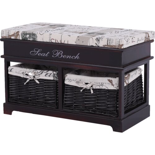 Kondela Klop z blazino, 2 košari, temno rjava/bež/vzorec, SEAT BENCH 3 Cene