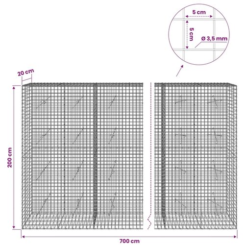  Gabion s žicom debljine 3 5 mm i mrežom 5x5 cm 700x20x200 cm - 20 cm 200 cm 700 cm Slike