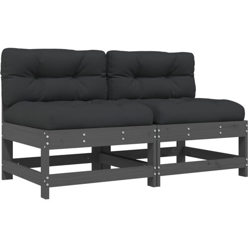 Maison Chic Sredinski kavč - Sofa - Kanape z blazinami 2 kosa siva trdna borovina, (21727260) Cene