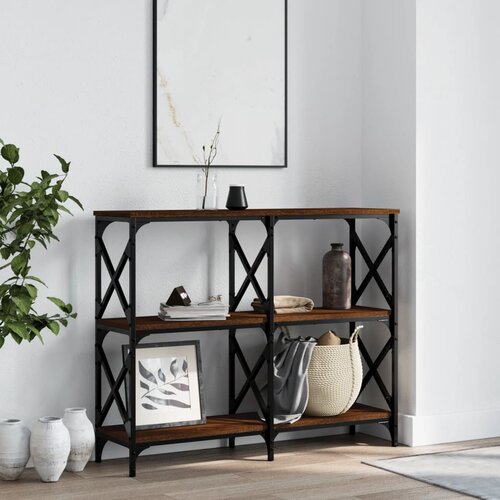 VidaXL Konzolna mizica rjav hrast 100x28x80,5 cm inženirski les Slike