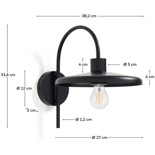Kave Home Crna zidna lampa &amp;oslash; 27 cm Nuvira &amp;ndash; Slike