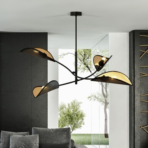  Luster na &amp;scaron;ipci LOTUS 4xE14/10W/230V crna/zlatna Slike