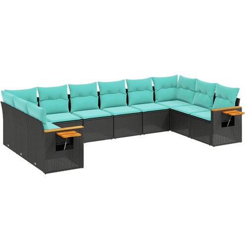 vidaXL 10-dijelni set vrtnih sofa od poliratana s jastucima crni Cijene