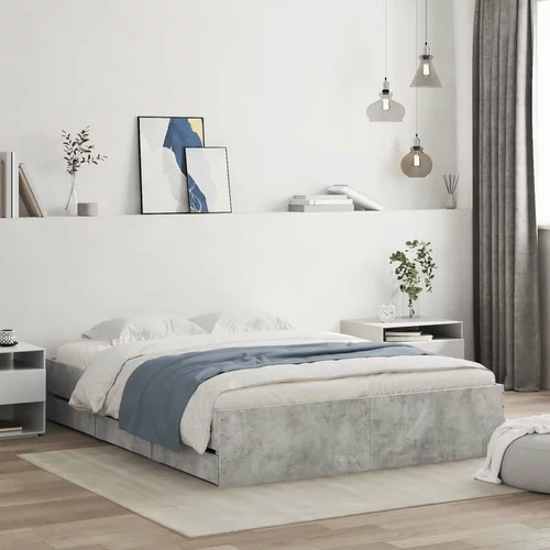  Okvir kreveta s ladicama siva boja betona 150 x 200 cm drveni