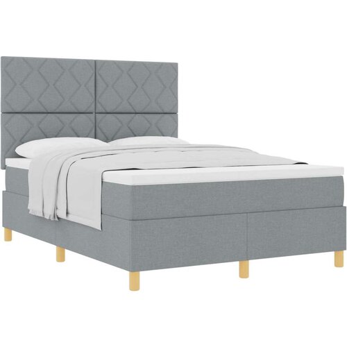 Box Spring krevet s madracem svjetlosiva 140x200 cm tkanina Cijene