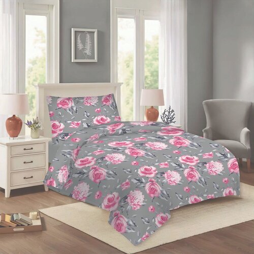 Cotton House Ružičasta/siva pamučna posteljina za krevet za jednu osobu 140x200 cm Dana &amp;ndash; Slike