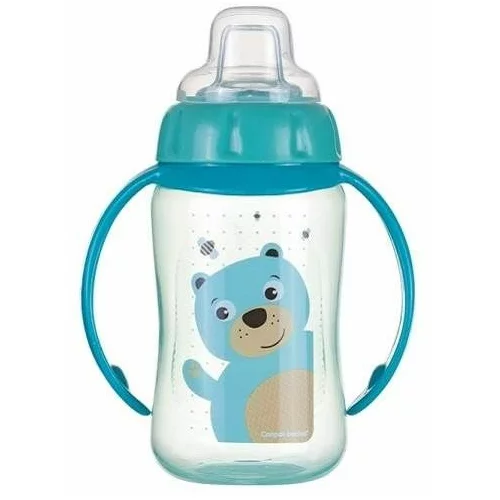 Canpol Cute Animals Training Cup Bear steklenička za učenje pitja s silikonskim pitnikom in ročaji 320 ml za otroke