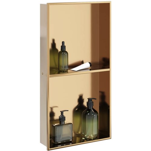  The Living Store Ni&amp;scaron;a za tu&amp;scaron; kabino bru&amp;scaron;eno zlato 32x62x9 cm nerjaveče jeklo - Ni&amp;scaron;a Za Tu&amp;scaron; Kabino, (21487587) Slike