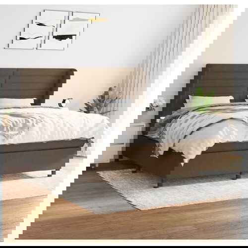 VidaXL Krevet s oprugama i madracem tamnosmeđi 160x200 cm tkanina Slike