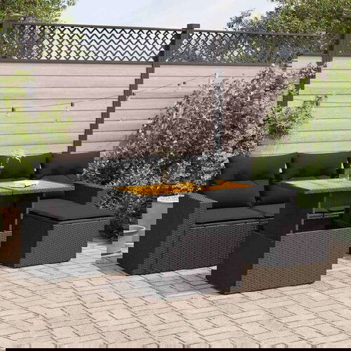 vidaXL 6-dijelni set vrtnih sofa s jastucima crni od poliratana Cijene