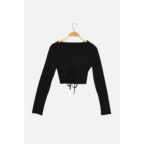 Trendyol black halter neck detailed ribbed knitted blouse Slike