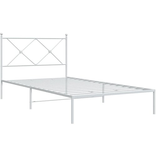 VidaXL Kovinski posteljni okvir z vzglavjem bel 100x200 cm, (21151935) Slike