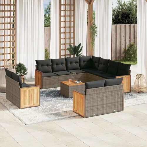 VidaXL 12-dijelni set vrtnih sofa od poliratana s jastucima sivi Slike
