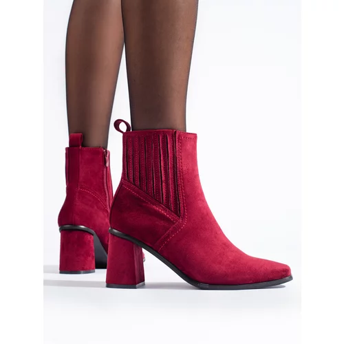 SHELOVET Burgundy women's ankle boots on post