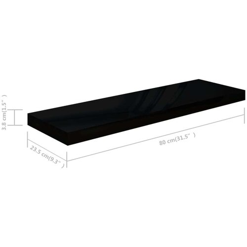 VidaXL plutajuća zidna polica visoki sjaj crna 80 x 23,5 x 3,8 cm MDF Slike