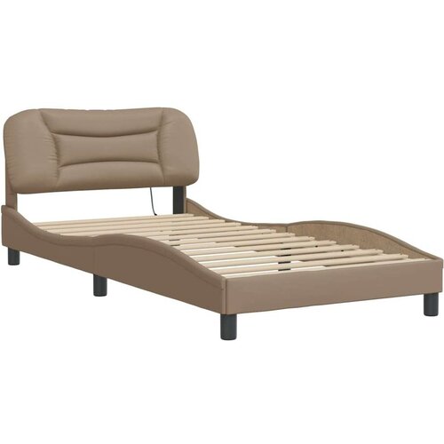  Okvir kreveta s LED svjetlom cappuccino 100x200 cm umjetna koža Slike