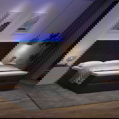  Otomanski krevet s madracima&amp;amp;amp LED crni 140x190 cm bar&amp;scaron;unasti Slike