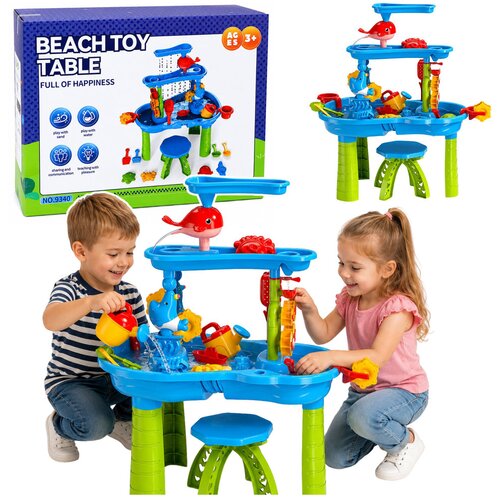  Multi-level Water Table Playground with Chair Accessories Molds 63cm Slike