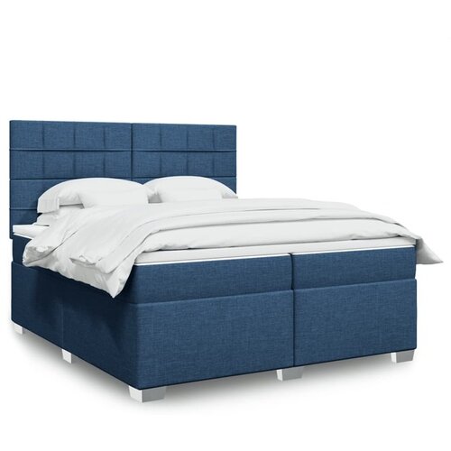 VidaXL Krevet s oprugama i madracem plavi 200 x 200 cm od tkanine Slike