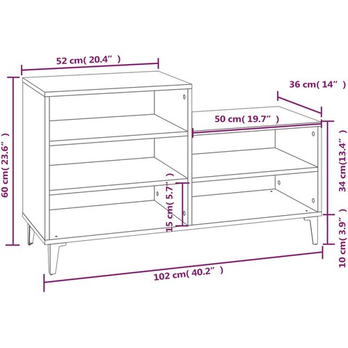  za cipele crni 102 x 36 x 60 cm od konstruiranog drva Slike
