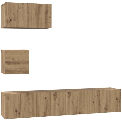  Set TV komoda 3 kom. Umjetnički hrast Konstruirano drvo Smeđa 80 x 30 x 30 cm Slike