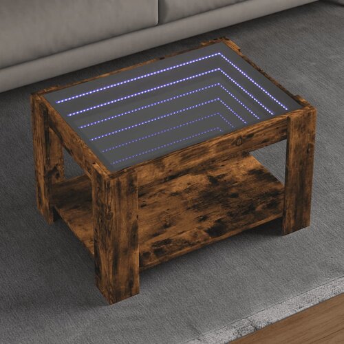 vidaXL Klubska mizica LED dimljeni hrast 73x53x45 cm inženirski les Cene