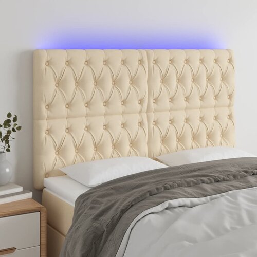  LED uzglavlje krem 144x7x118/128 cm od tkanine Cene
