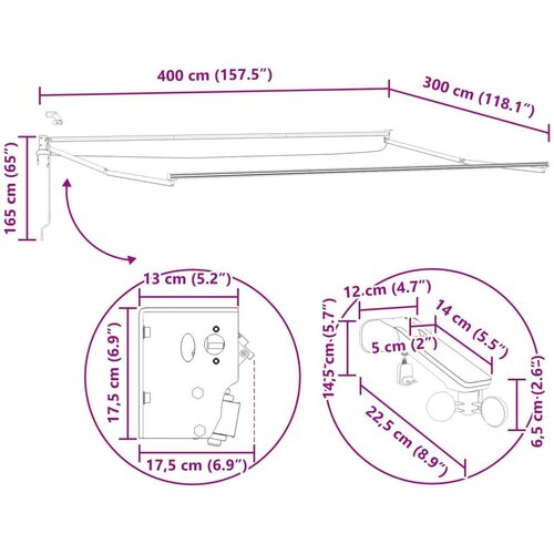  Električna retraktabilna tenda Krema 4 &amp;times; 3 m Slike