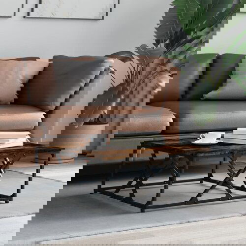  The Living Store Klubska mizica dimljeni hrast 70x70x30 cm inženirski les - Klubska Mizica, (21502154) Cene