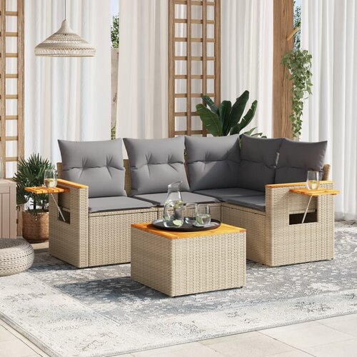 vidaXL 5-dijelni vrtni set sofa s jastucima bež od poliratana Cijene