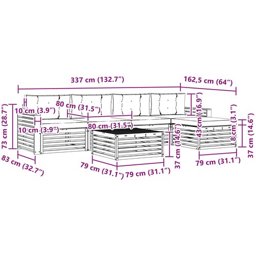  Set vanjskih sofa 6 kom. Prirodna i krem Slike