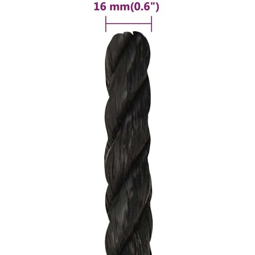 vidaXL Delovna vrv črna 16 mm 100 m polipropilen Cene