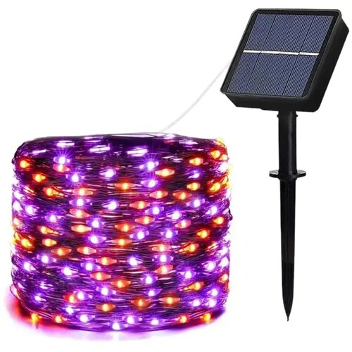  novogodi&amp;scaron;nje solarne lampice narandžasto ljubičaste 10m Slike