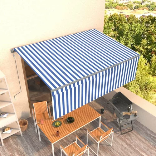  Avtomatsko zložljiva tenda s senčilom 4,5x3 m modra in bela, (20703324)