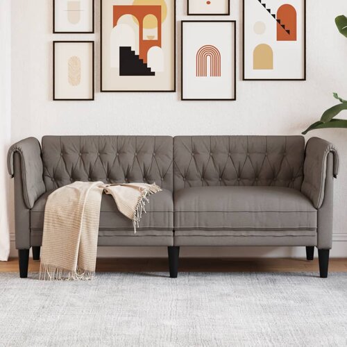  The Living Store Kavč dvosed Chesterfield taupe tkanina - Kavč Chesterfield, (21501744) Cene