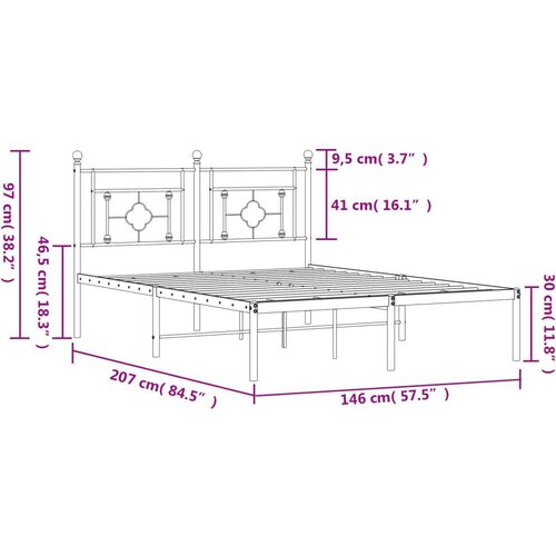 vidaXL Kovinski posteljni okvir z vzglavjem črn 140x200 cm Cene