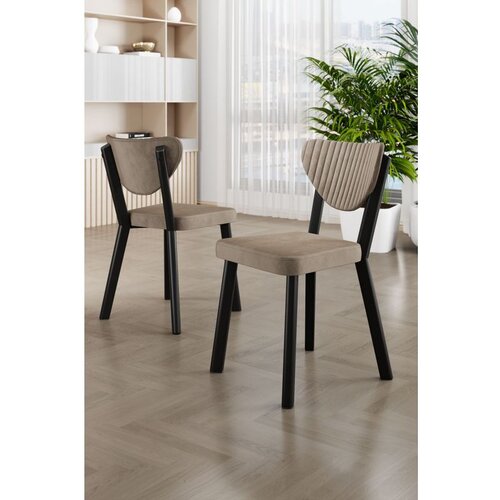 Hanah home Arfe - Cappuccino, Black CappuccinoBlack Chair Set (4 Pieces) Cene