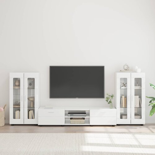  Set TV komoda FLORIN 3 pcs Visoki sjaj bijela Konstruirano drvo Cene