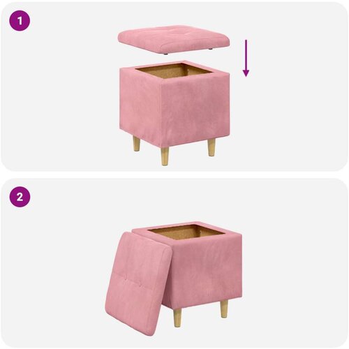  Otoman za pohranu s jastukom Ružičasta 40 x 40 x 45 cm Bar&amp;scaron;un - Ružičasta 40 cm Bar&amp;scaron;un Slike
