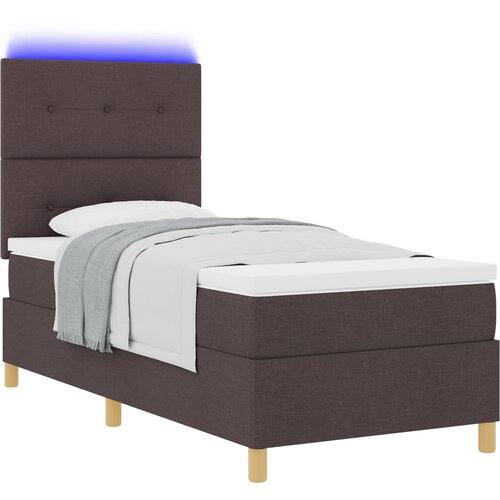 vidaXL Kutna podnica s madracem i LED-om smeđa 90x200 cm od tkanine Cijene