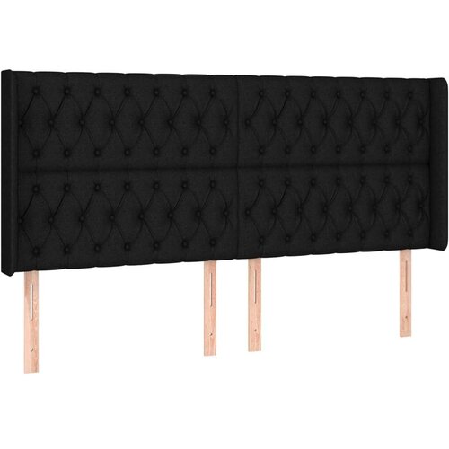  Uzglavlje crno 183 x 16 x 118/128 cm od tkanine Slike