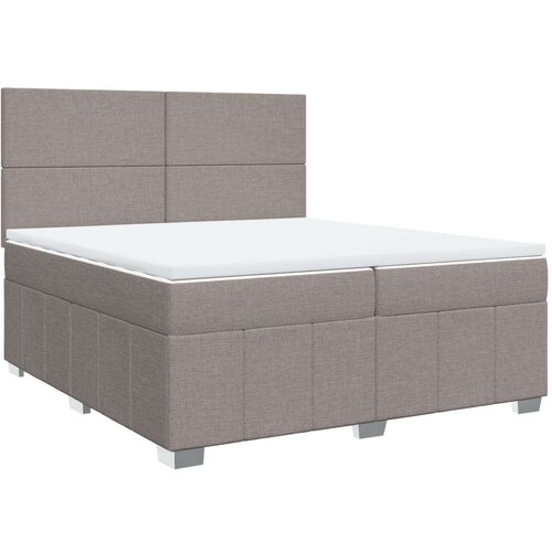  Krevet s oprugama i madracem smeđesivi 200x200 cm od tkanine Slike