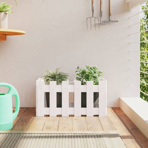 vidaXL Vrtna sadilica s izgledom ograde bijela 60x30x30 cm od borovine Cijene