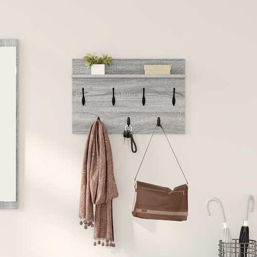 vidaXL Vješalica za kapute na zidu Sivi hrast sonoma 60 x 40 x 12 cm Cijene