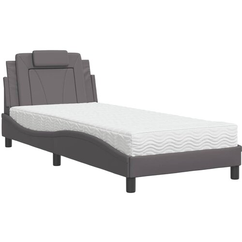 VidaXL Postelja z vzmetnico siva 90x200 cm umetno usnje, (21111686) Slike