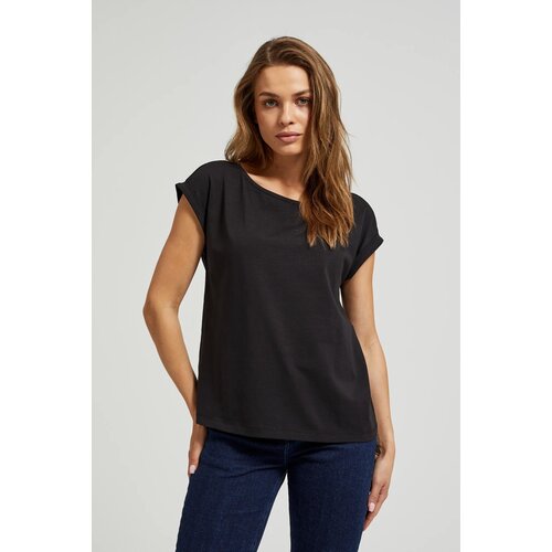 Moodo T-shirt with round neckline, black Cene