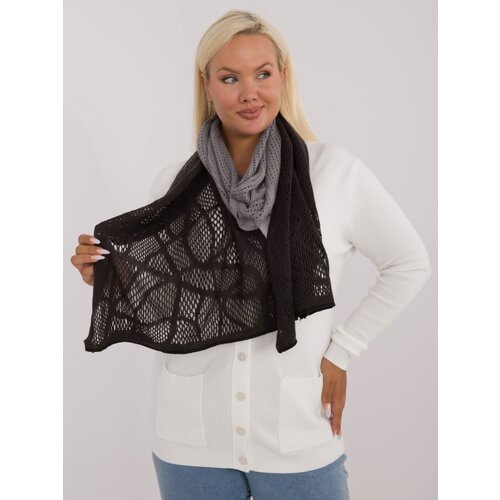 Fashion Hunters Grey and graphite knitted women's scarf Slike